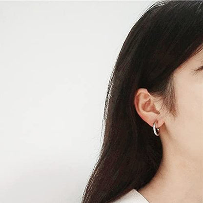 Clip On Hoop Earrings for Women Not Pierced Gold Silver Large Chnky Square Twisted Comfortable Coil Hoop Clip On Earrings - color: 20mm Hoop Silver