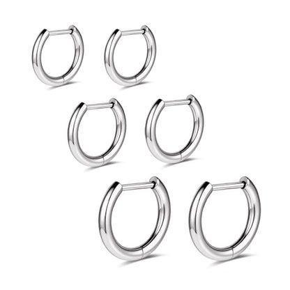 AOEDEJ G23 Titanium Black/Steel Gray/Gold Hoop Earrings 18G Small Huggie Hoop Earrings 8mm/10mm/12mm Cartilage for Sensitive Ears for Multiple Piercing Cartilage Hoop Earring Stack Jewelry - style: D shape-8mm+10mm+12mm