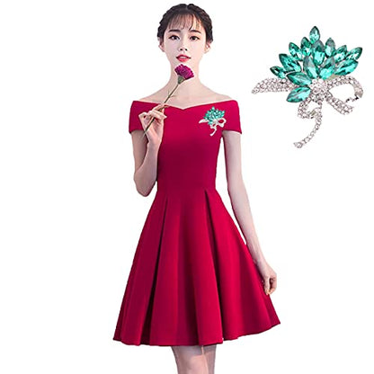 seven wolves Women's Austrian Crystal Brooch Wedding Flower Leaf Bouquet Brooch - color: Green