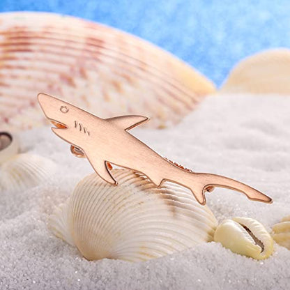 HAWSON 2 inch/ 2.2 inch Tie Clip for Men, Novelty Tie Bar Clip for Men and Boys, Interesting Tie Clip for Party - color: Brush Rose Gold Shark