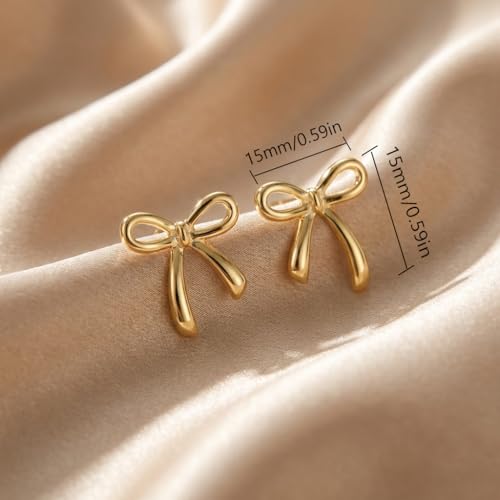 Gold Bow Earrings for Women, Long Tassel Chain Drop Earrings, Trendy Small Bow Earrings, Ribbon Waterfall Dangling Earrings, Pearl Bow Earrings, Sparkly Elegant Bowknot Preppy Jewelry Gifts for Women - color: Y