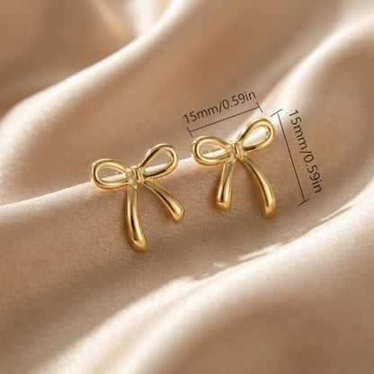 Gold Bow Earrings for Women, Long Tassel Chain Drop Earrings, Trendy Small Bow Earrings, Ribbon Waterfall Dangling Earrings, Pearl Bow Earrings, Sparkly Elegant Bowknot Preppy Jewelry Gifts for Women - color: Y