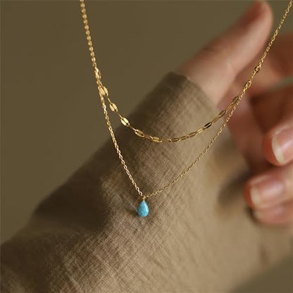 925 Sterling Silver Necklace for Women Trendy, Charming Layered Necklace with Cubic Zirconia Pendant for Her Womens Dainty Diamond Choker Necklaces Holiday Jewelry Gifts for Mom Wife Daughter Lover - color: Opal Necklace-Blue02