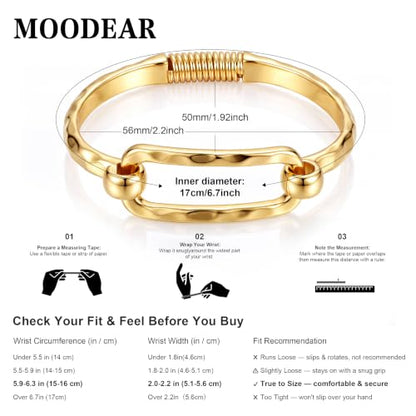 Moodear Chunky Gold Bangle Bracelets for Women, 14K Gold Plated/Silver Cuff | Chunky Statement Jewelry with Hammered Texture, Non Tarnish Gold Plated Finish, Unique Cuff Design, Lightweight Comfort - style: Gold 17cm （≈6.5IN）Paperclip
