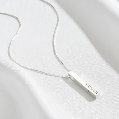 Custom 3D 4-Side Bar Necklace Personalized Vertical Bar Name Necklace Birthday Mother's Day Gifts Handmade Jewelry Gift for Women Mom Customized Bar Pendant - color: Rose Gold