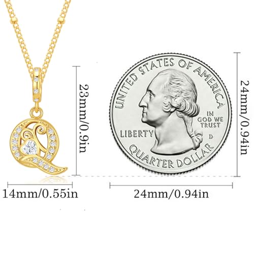 TIZU Initial Necklaces for Women - Dainty 14K Gold Plated Letter Pendant Trendy Personalized Initial A-Z Necklaces Jewelry Gift - color: Gold-Q