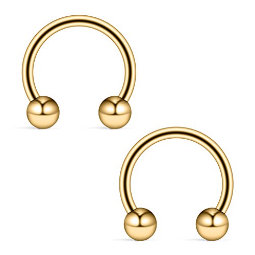 8PCS Assorted Colors Stainless Steel Body Jewelry Ball Eyebrow Ear Navel Belly Lip Piercing Bar Ring 16G 8mm - style: Nose Ring with Balls