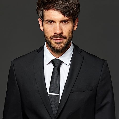 Roctee 4pcs Skinny Tie Clips for Men 1.69 Inch, Tie Clip Tie Bar Tie Bars Pins Clasps Set for Regular Ties Short Slim Thin Ties with Box Black Blue Gold Silver