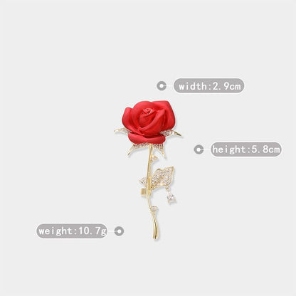 Red Rose Flower Brooches and Pins for Women Costume Jewelry Brooch Pins Broches Jewelry for Women Elegant Lady Pin - style: Red2687