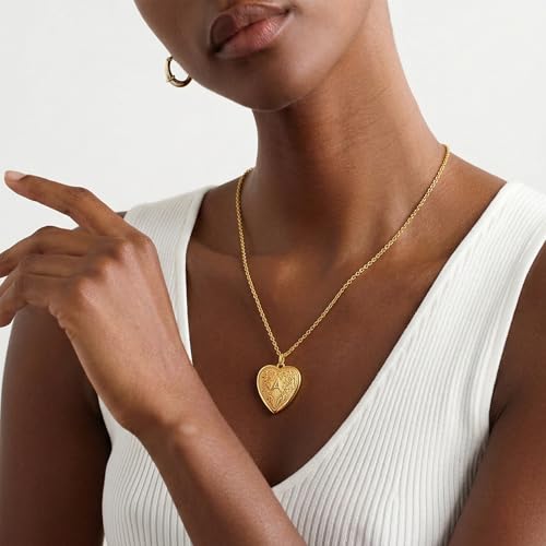 Gold Initial Heart Letter Pendant Necklace Jewelry for Women | 14K Gold Plated Fashion Waterproof Statement Cute Necklaces Dainty Personalized Name Friendship Couple Gifts for Women - color: Initial A