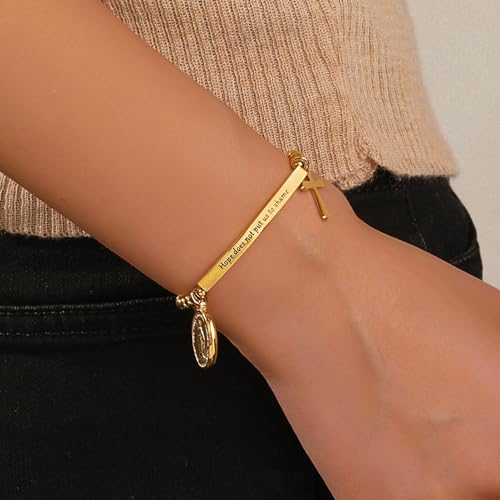 DS Inspirational Bracelet for Women Christian Engraved Bibler Verse Cross Butterfly Daisies Charm Bracelet, Exquisite Stainless Steel Jewelry Daughter Best Friend Bestie - style: Hope does not put us to shame.-Gold