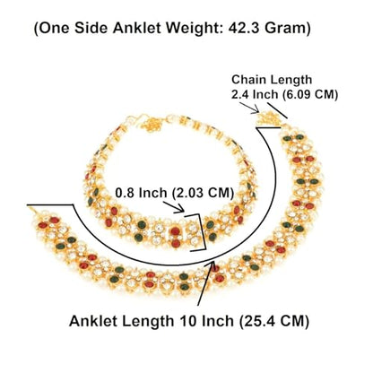 Efulgenz Indian Anklet Bracelet Bridal Crystal Faux Pearl Jhanjara Payal - color: Multi