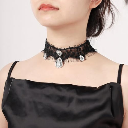 MILAKOO Lace Tattoo Choker for Women Elegant Goth & Elegant Necklace Collarbone Pearl Pendant Collar - color: Black A