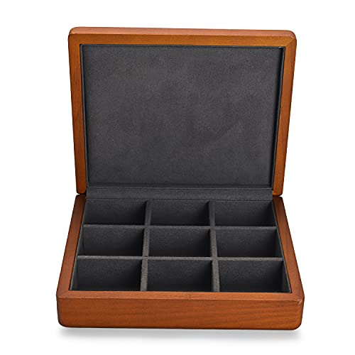 Oirlv Solid Wood Ring Jewelry Box Organizer Earrings Jewelry Drawer Organizer Tray with Lid (Grey 9 Grid Box) - color: Grey 9 Grid Box