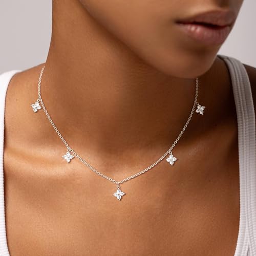 Tewiky Pendant Necklace for Women 14k Gold Plated Chain Choker Necklaces | Dainty Necklaces,Aesthetic Simple Necklace,Jewelry Gifts for Women - color: cross cz choker silver