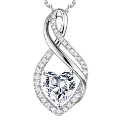 MOOSEA 1-3ct Moissanite Infinity Necklaces for Women, 925 Sterling Silver | D-E Color VVS1 Clarity Lab Grown Moissanite, Anniversary Birthday Gifts for Women Wife, Infinity Moissanite Pendant