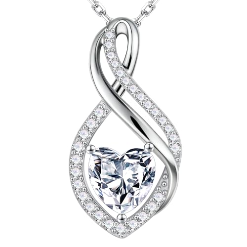 MOOSEA 1-3ct Moissanite Infinity Necklaces for Women, 925 Sterling Silver | D-E Color VVS1 Clarity Lab Grown Moissanite, Anniversary Birthday Gifts for Women Wife, Infinity Moissanite Pendant
