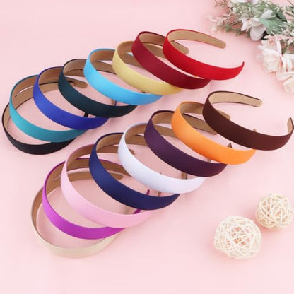 Wecoe Satin Headbands, 16 Pcs 1 Inch Hair Bands for Women & Girls(Set D) | Great for daily wear, festive looks & DIY crafts - color: Set D