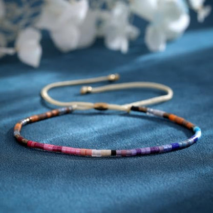 Adjustable Miyuki Beaded Bracelet for Women, Double Row Miyuki Beads | Miyuki beads, adjustable fit, braided construction, double-row design, party styling, bracelet jewelry for casual styling - color: colors04