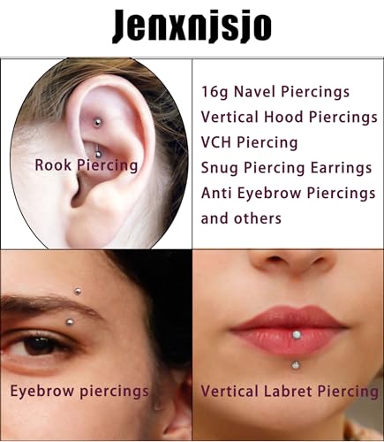 Jenxnjsjo 16g 8/10mm Eyebrow/Rook/Snug/Vertical-Labret/VCH/Snake-Eyes/Anti-Tragus/Cartilage/Daith/Belly-Button/Bridge/Hood/Surface Curved Barbell Piercing Jewelry for Women Men - color: Opal-B / Glitter / Ball, size: 8mm