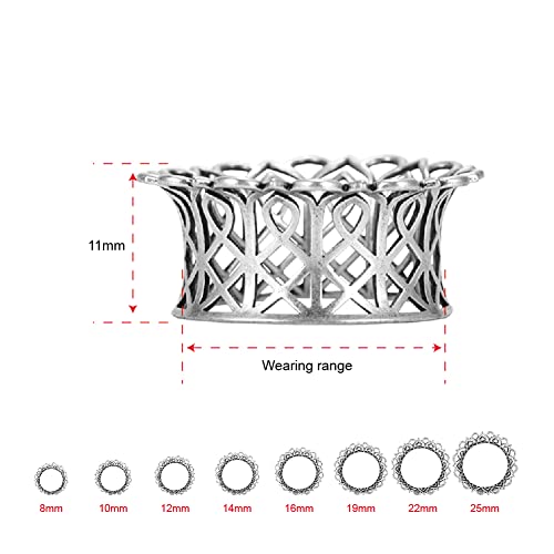 PUNKYOUTH 2PCS Ear Gauges Plugs Hollow Floral Single Flared Tunnels Fashion Expander Stretcher Piercings Brass Gauge Earrings 2g-1" - color: #1 Silver, size: 00g-10mm
