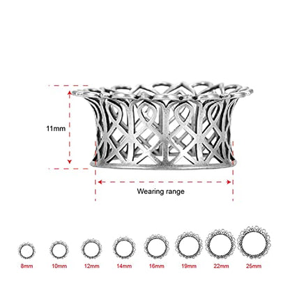 PUNKYOUTH 2PCS Ear Gauges Plugs Hollow Floral Single Flared Tunnels Fashion Expander Stretcher Piercings Brass Gauge Earrings 2g-1" - color: #1 Silver, size: 00g-10mm