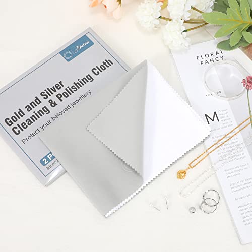 Jewelry Cleaning and Polishing Cloth, 100% Pure Cotton Silver Polishing Cloth for Sterling Silver & Gold & Platinum Jewelry and Large Silverware, Reusable Soft Jewelry Cleaning Cloth (2)