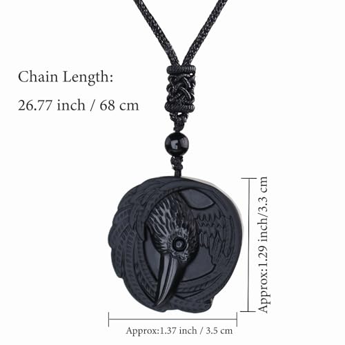 Anjiucc Natural Gemstone Tree of Life Black Obsidian/Golden Obsidian Pendant Necklace for Male and Female Necklace - color: Eagle