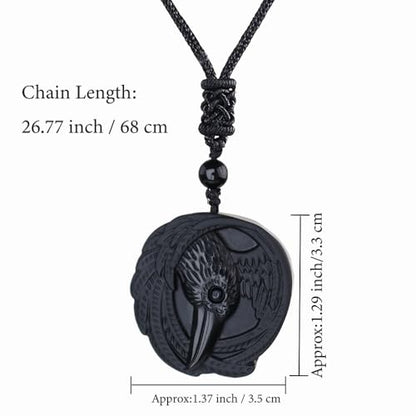 Anjiucc Natural Gemstone Tree of Life Black Obsidian/Golden Obsidian Pendant Necklace for Male and Female Necklace - color: Eagle