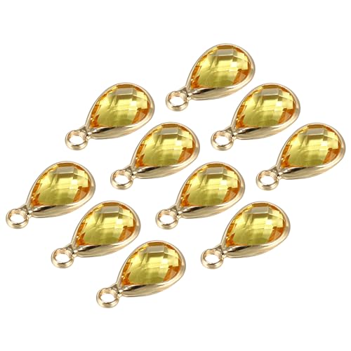 PATIKIL Birthstone Charm Beads Drop Pendant, Handmade Birthstone for Personalized Earrings Bracelet Necklace - color: Golden Tone, size: 0.51" x 0.28"