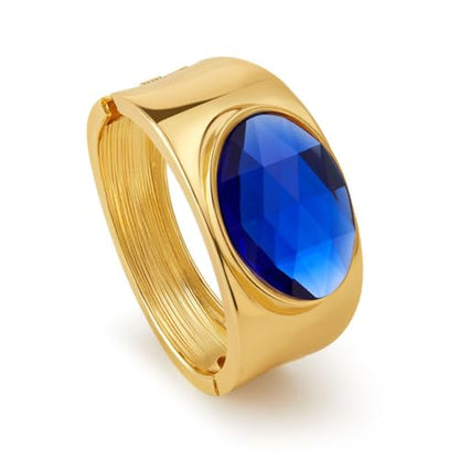 YBMYCM Gold Chunky Bangle Bracelets with Acrylic Inlay for Women Trendy Wide Chunky Cuff Bracelets Hammered Irregular Wrist Cuff Wrap Bracelet - style: Gold blue