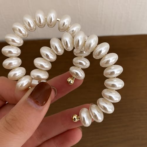 Pearl Hoop Dangle Earrings for Women, White Petal Statement Earrings, Floral Drop Earrings, Lightweight Elegant Wedding Vacation Party Jewelry - color: A0028-style B