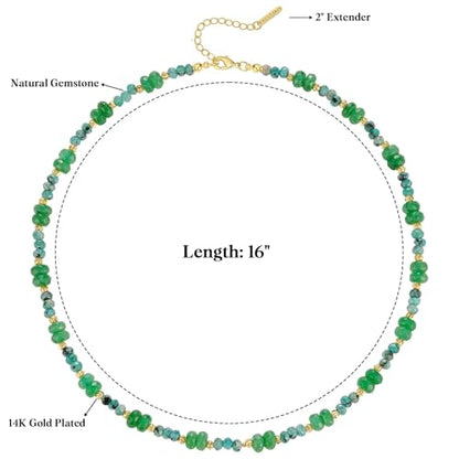 KissYan Beaded Choker Necklace for Women, Colorful Natural Gemstones Pearl Choker 14K Gold Plated Pendant Healing Crystal Necklace Handmade Stone Jewelry Gift | 14K Gold Plated Pendant Necklaces, Natural Gemstones Pearl Choker, Healing Crystal Chain, Hand