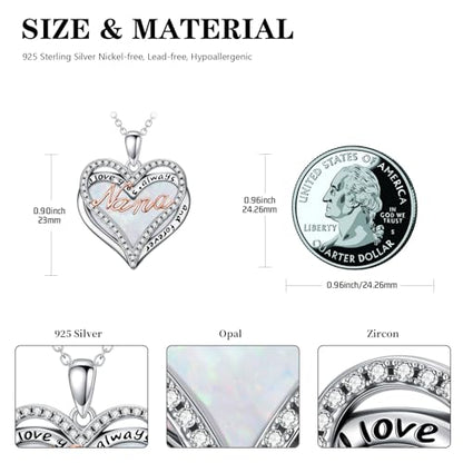 925 Sterling Silver Necklace Gifts for Women Crystal/Opal Jewelry Pendant Christmas Birthday Gift - style: Opal-Nana