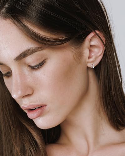 Tiny Double Hoop Earring S925 Sterling Silver Small Hammer Texture Hoop Hypoallergenic Twist Spiral Earrings for Women - Sliver & Gold - color: Silver