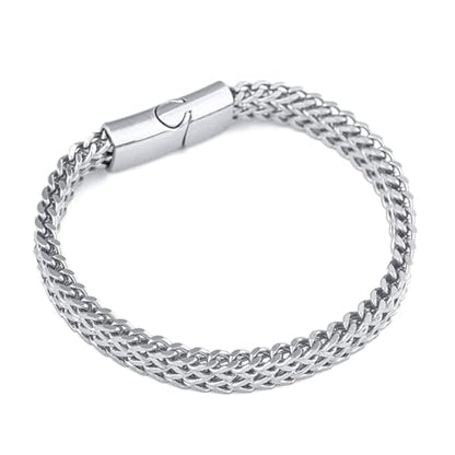 Gold Bracelets Cuban Link Bracelet Gold Jewelry Bangle for Women - color: Silver