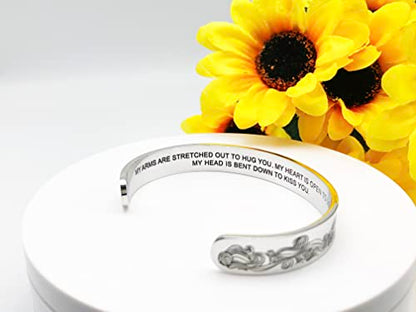 Dczosily Inspirational Bracelets for Women Stainless Steel Cuff Bracelet Engraved Jewelry Motivational Bangles Personalized Gifts for Best Friend/Mom - style: Memorial-10mm-MY ARMS ARE STRETCHED OUT TO HUG YOU...MY HEAD IS BENT DOWN TO KISS YOU.