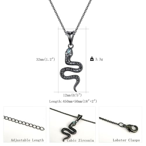 Snake Necklace Dainty Pendant With Cubic Zirconia, Layered Choker, Punk Animal Jewelry, Cool Wedding High Jewelry Party for Women Teen Friends - color: Black