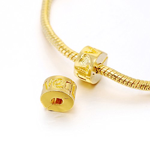 RUBYCA 20pcs Gold Color Clip Lock Stopper Clasp Beads DIY fit European Charm Bracelet Model 130 - color: Model 130 Gold Plated, size: 20 PCS