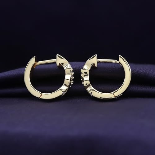 Twisted Hoop Earrings for Women 1/10 Carat (ctw) Round Lab Created Moissanite Hoop Earriings in 18K Gold Plated Jewelry for Her (0.10 ctw) - color: Yellow Gold