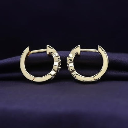 Twisted Hoop Earrings for Women 1/10 Carat (ctw) Round Lab Created Moissanite Hoop Earriings in 18K Gold Plated Jewelry for Her (0.10 ctw) - color: Yellow Gold