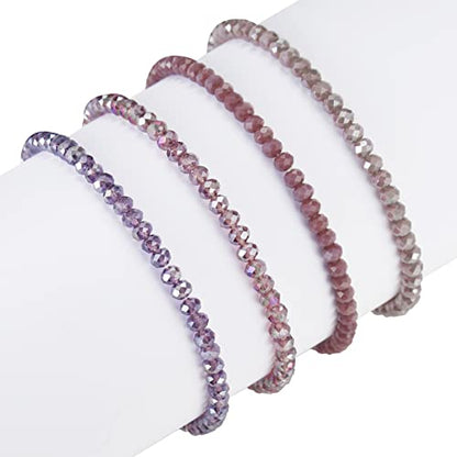 Noessla Beaded Boho Stretch Bracelet Colorful Stackable Crystal Beads Bracelets Trendy Costume Jewelry Mothers Day Gifts for Women - color: Purple
