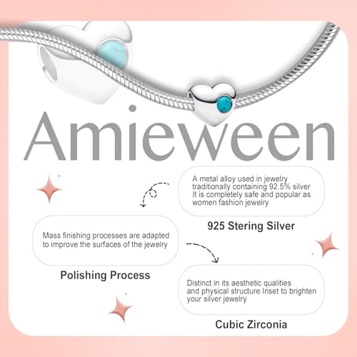 Birthstone Charm, Heart Charm Bead with CZ, for Anniversary Birthday Mothers Valentines Day Christmas Graduation, for Yourself Family Mom Friend Girlfriend Sister Grandma - style: Dec.