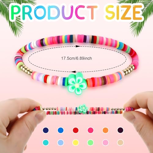 96 Pcs Colorful Friendship Bracelets Gift Bulk Heart Star Butterfly Cute Stretch Preppy Bracelets Cute Adjustable Heishi Clay Beads for Summer Beach Graduation Party Favors - style: Fresh