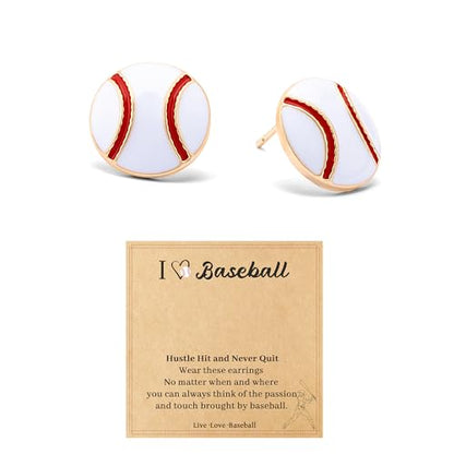 Gold Stud Earring Gifts For Teens Women Hypoallergenic Golf Baseball Football Basketball Soccer Volleyball Sport Earrings For Women - color: baseball earring