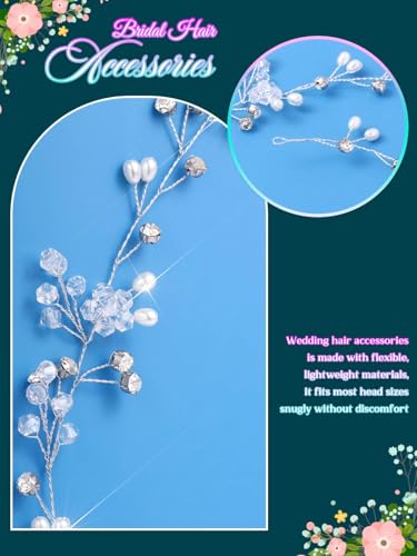 Catery Rhinestone Bridal Hair Vine Headband Silver Wedding Headpiece for Bride Prom Hair Accessories