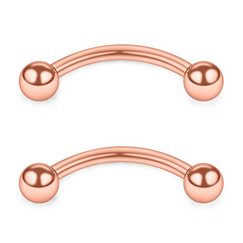 SCERRING 16 Gauge 10mm Curved Barbell Eyebrow Belly Lip Tragus Ring Piercing Jewelry - color: 6PCS - Rose Gold
