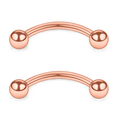 SCERRING 16 Gauge 10mm Curved Barbell Eyebrow Belly Lip Tragus Ring Piercing Jewelry - color: 6PCS - Rose Gold