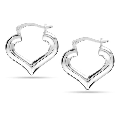 LeCalla Sterling Silver Hoop Earrings for Women | Lightweight Silver Chunky Hoop Earrings | Handmade Electroform Hollow Italian Design Click-Top Earrings Hoop - color: Love Heart Shape