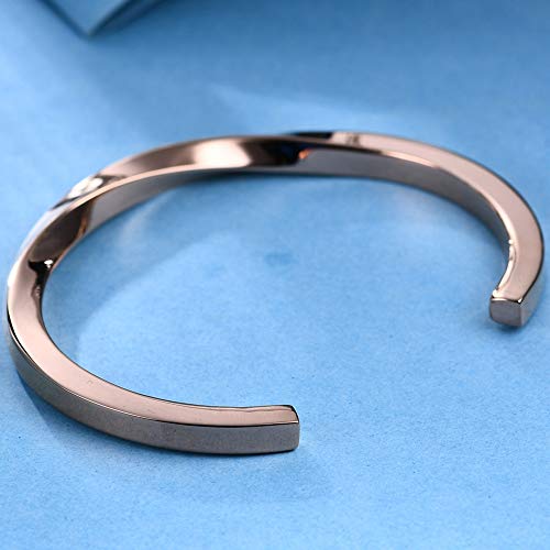 Jude Jewelers Stainlesss Steel Twisted Wave Classical Simple Plain Open Cuff Bangle Bracelet - color: Rose Gold